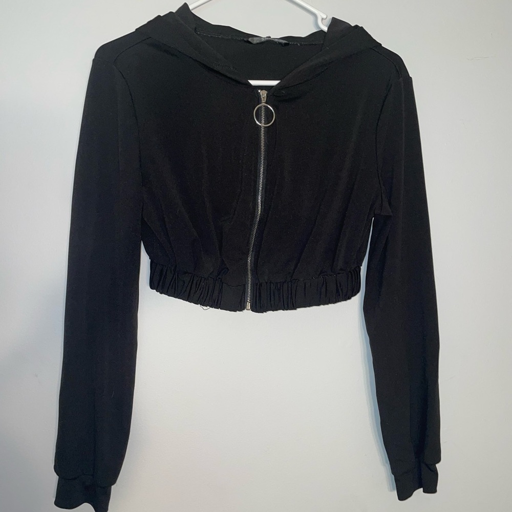 Cropped black hoodie